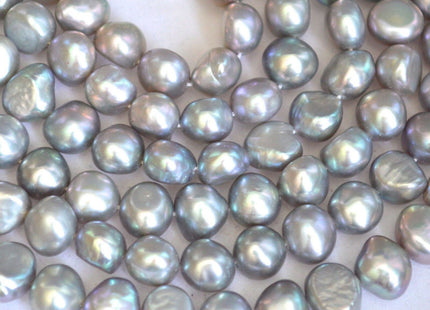 9-10 mm AAAAA Silver Gray Freshwater Pearl Nugget Beads, Gray Cultured Freshwater Pearls, Genuine Gray Pearls #122