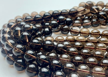 4mm 6mm 8mm 10mm 12mm Smooth Round Smoky Quartz Gemstone 14.5 Inches #3507