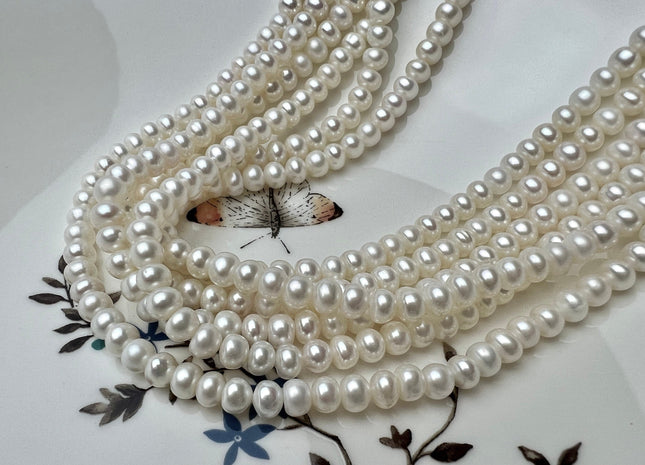 6mm 7mm AAA Natural White Potato Shape Freshwater Pearls Genuine High Luster Smooth Pearl White Freshwater Pearl Beads #P2305