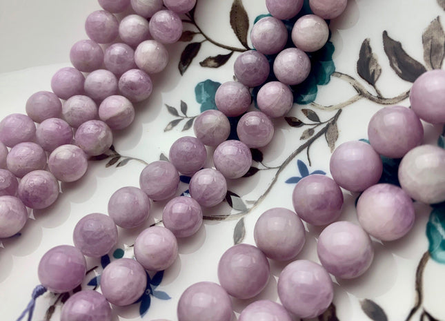 8mm 10mm AAA Half Strand Smooth Round Natural Kunzite Gemstone Beads Genuine Natural Purple Kunzite Beads 8 Inch Strands #3687