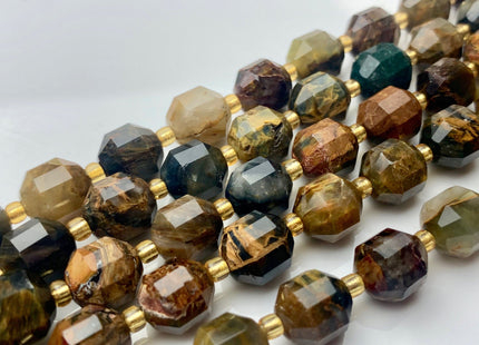 7x8mm 11x12mm AAA Half Strand Faceted Energy Prism Cut Pietersite Gemstone Genuine Double Terminated Points Multi Brown Pietersite #3667