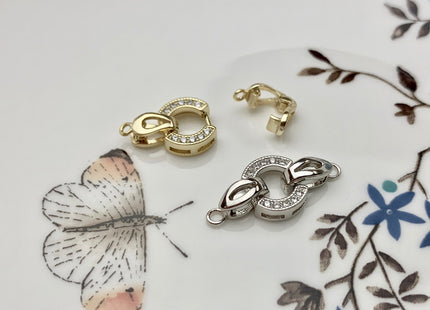 10x20 mm 925 Sterling Silver/Gold Floral Looped Circle Clasp Sterling Silver Findings 925 Sterling Silver Clasps With CZ #10069