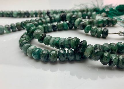 6mm 7mm 8mm AAA Natural Color Emerald Gemstone Beads Faceted Rondelle Shape 8 Inches Strand #2121