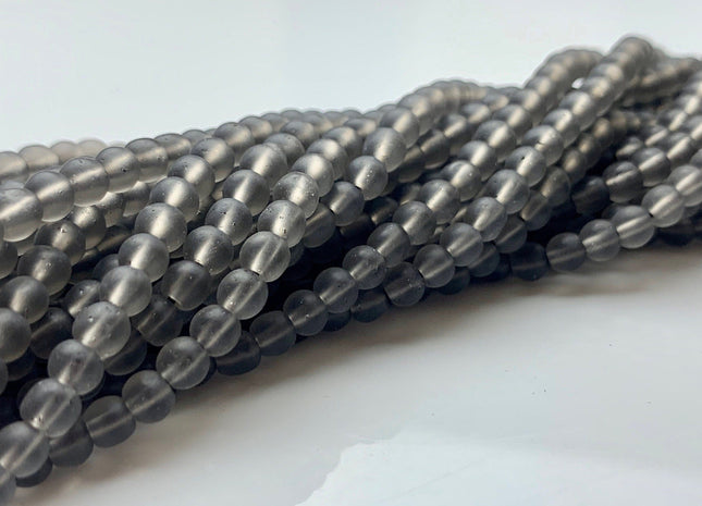 4mm 6mm 8mm 10mm 12mm Natural Matte Smooth Round Crystal Quartz Genuine Smoky Gray Color Quartz Gemstone Beads 15.5 Inches Strand #2717