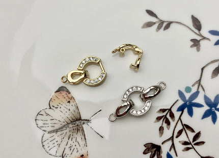10x20 mm 925 Sterling Silver/Gold Floral Looped Circle Clasp Sterling Silver Findings 925 Sterling Silver Clasps With CZ #10069