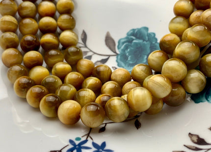 6mm 8mm 10mm 12mm AAA Smooth Round Golden Tiger Eyes Gemstone Beads