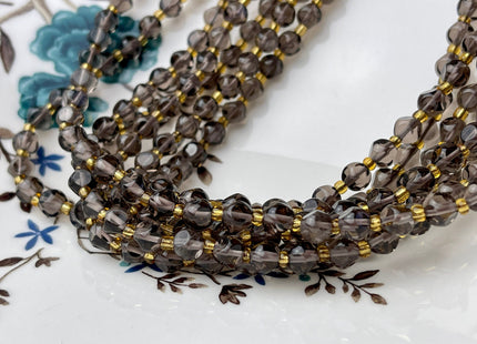 6 mm Faceted Star Cut Smoky Quartz Gemstone Beads Genuine Faceted Dark Brown Quartz Gemstone Loose Beads 15 Inches Strand 50 Beads #4187