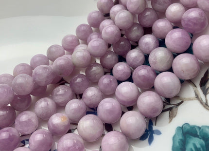 8mm 10mm AAA Half Strand Smooth Round Natural Kunzite Gemstone Beads Genuine Natural Purple Kunzite Beads 8 Inch Strands #3687