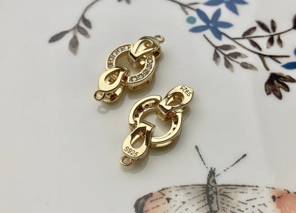 10x20 mm 925 Sterling Silver/Gold Floral Looped Circle Clasp Sterling Silver Findings 925 Sterling Silver Clasps With CZ #10069