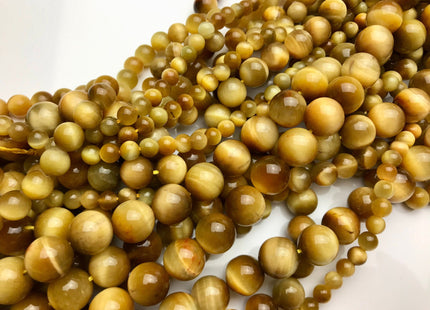 6mm 8mm 10mm 12mm AAA Smooth Round Golden Tiger Eyes Gemstone Beads