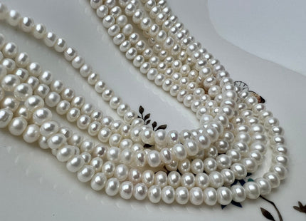 6mm 7mm AAA Natural White Potato Shape Freshwater Pearls Genuine High Luster Smooth Pearl White Freshwater Pearl Beads #P2305