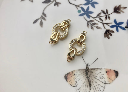 10x20 mm 925 Sterling Silver/Gold Floral Looped Circle Clasp Sterling Silver Findings 925 Sterling Silver Clasps With CZ #10069