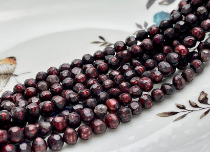 5mm Faceted Potato Freshwater Pearl Burgundy Red Color Genuine Very Rare Shiny Faceted Cultured Freshwater Pearl 74 Pieces #P2005