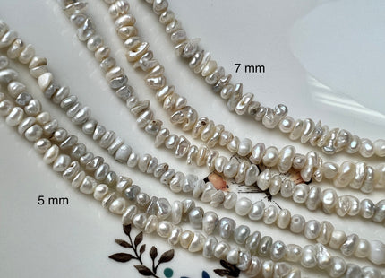 5mm 7mm Very Rare Natural White Keshi Freshwater Pearl Beads Center Drilled Cornflakes Shape Keshi Chips Pearls Genuine Tiny Pearls #P2294