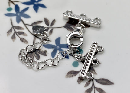7x10x15 mm 925 Sterling Silver Lobster Clasp Multi Strand Extender Clasp Genuine 925 Sterling Silver Finding Clasps w/CZ DIY Jewelry #10128