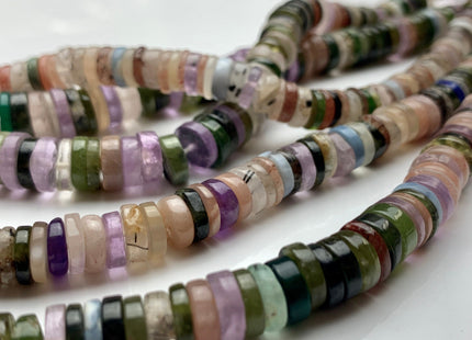 4mm 5mm 6mm 7mm 8mm AAA 100% All Natural Mixed Amethyst Lapis Chalcedony Emerald Green Garnet Black Tourmaline Heishi Beads 8 Inches #3194