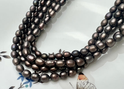 6x8 mm AA Dark Copper Brown Color Freshwater Rice/Oval Pearls Genuine Matte Chocolate Brown Freshwater Rice Pearl Beads #P2262