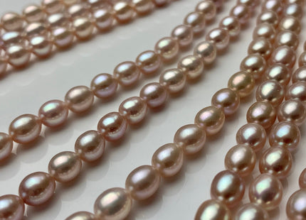5x6 mm AAA Natural Mauve Pink Rice Freshwater Pearl Beads Genuine Mauve Pink Rice Freshwater Pearls 65 Pieces #P1474