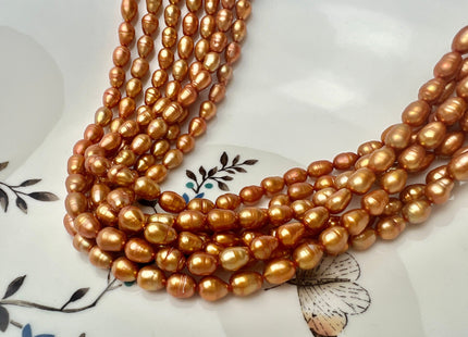 5.5x7 mm Orange Champagne Color Baroque Freshwater Pearl Beads Genuine Small Baroque Freshwater Pearls 55 Beads B Grade #P2260