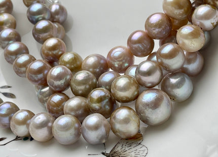 9mm 12-14mm AAA Large Hole Half Strand Natural Seaweed Mauve Pink Freshwater Potato Beads 2.2 mm Hole Genuine Freshwater Pearls #P2014
