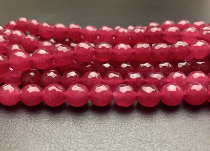 10 mm Faceted Round Fire Agate Gemstone Beads Heat Treated Ruby Pink Color Natural Fire Agate 15.5 Inches Strand #2660
