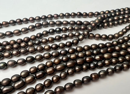 6x8 mm AA Dark Copper Brown Color Freshwater Rice/Oval Pearls Genuine Matte Chocolate Brown Freshwater Rice Pearl Beads #P2262