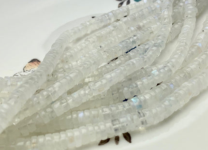 4mm 5mm 6mm 7mm 8mm 100% All Natural Smooth Heishi Rainbow Moonstone Gemstone Beads Genuine Natural Moonstone Beads 8 Inches Strand #3708