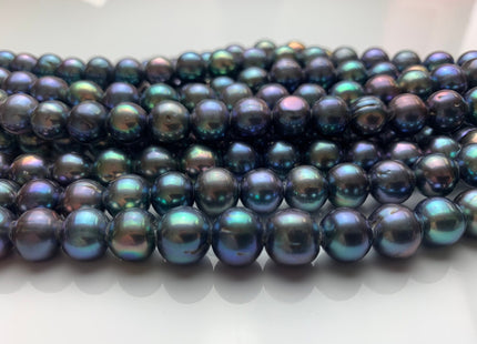 10-11 mm AA Half Strand Large Hole Potato Peacock Genuine Freshwater Pearl Beads Hole Size 1.2mm 1.5mm 2.2mm Peacock Pearl Beads #636