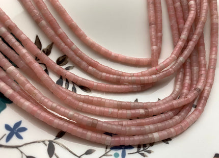 4 mm Natural Pink Peru Opal Smooth Heishi Tyre Gemstone Beads Genuine Pink Peruvian Opal Beads 15 Inches Strand #3810