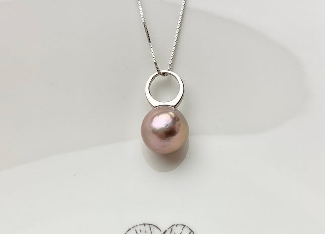 One Piece 925 Sterling Silver/Gold Pendant Setting Findings For Half Drilled Pearls Circle Design W/CZ Sterling Silver Pendant #10049-A