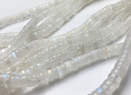 4mm 5mm 6mm 7mm 8mm 100% All Natural Smooth Heishi Rainbow Moonstone Gemstone Beads Genuine Natural Moonstone Beads 8 Inches Strand #3708