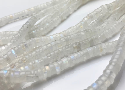 4mm 5mm 6mm 7mm 8mm 100% All Natural Smooth Heishi Rainbow Moonstone Gemstone Beads Genuine Natural Moonstone Beads 8 Inches Strand #3708