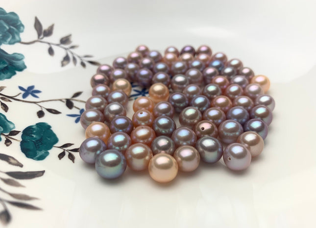 ONE Piece AAAA 8-9 mm Top Quality High Luster Round Half Drilled Freshwater Pearl Genuine Natural Pink Freshwater Pearls #1658