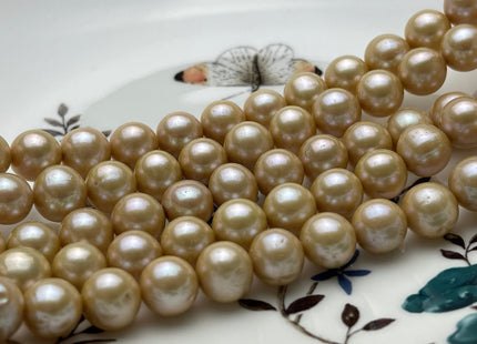 9-10 mm AAA Beige Champagne Off Round Freshwater Pearl Beads Genuine Cultured Pearl Beads Light Champagne Freshwater Pearl Beads #563