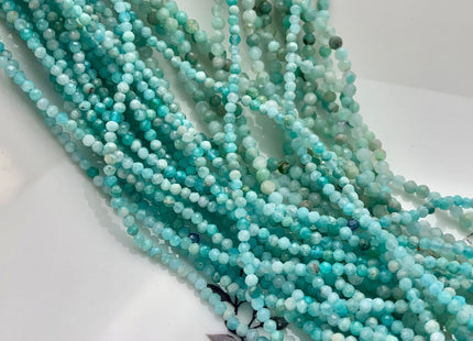 2mm 2.5mm AAA Faceted Round Natural Amazonite Gemstone Beads Natural Blue Green Color Tiny Amazonite Beads 15.5 Inches #3642
