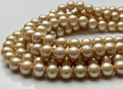 9-10 mm AAA Beige Champagne Off Round Freshwater Pearl Beads Genuine Cultured Pearl Beads Light Champagne Freshwater Pearl Beads #563