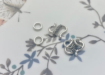 8x11 mm 925 Sterling Silver Antique S Shape Hook Bali Clasp Genuine Silver Findings 925 Sterling Silver Clasps DIY Jewelry #10139