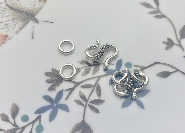 8x11 mm 925 Sterling Silver Antique S Shape Hook Bali Clasp Genuine Silver Findings 925 Sterling Silver Clasps DIY Jewelry #10139