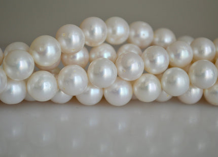 10-11mm AA Natural Semi-Round Freshwater Pearls, Genuine Natural Pearl Beads, Lustrous White Cultured Freshwater Pearls #189