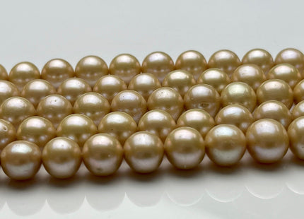 9-10 mm AAA Beige Champagne Off Round Freshwater Pearl Beads Genuine Cultured Pearl Beads Light Champagne Freshwater Pearl Beads #563