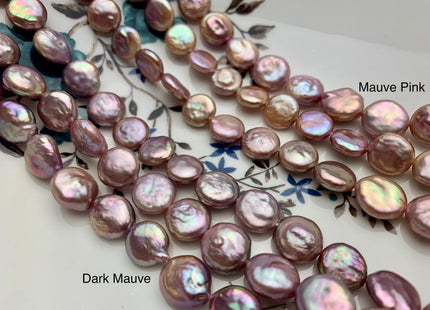 11-12 mm AAAA Natural Dark Mauve Purple Pink Thick Coin Freshwater Pearl Genuine High Luster Quality Freshwater Coin Pearl 33 Pieces #P1330