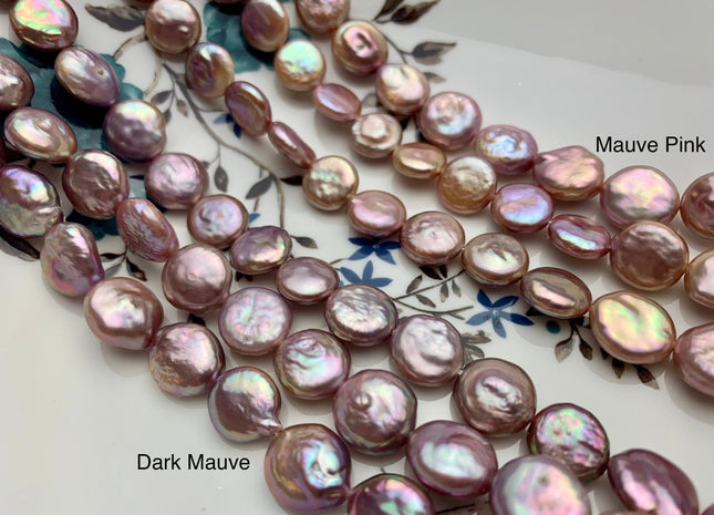 11-12 mm AAAA Natural Dark Mauve Purple Pink Thick Coin Freshwater Pearl Genuine High Luster Quality Freshwater Coin Pearl 33 Pieces #P1330