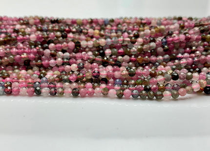WHOLESALE 2.5-3 mm AAA Natural Color Tourmaline Micro Faceted Gemstone Beads Multi Color Faceted Round Shape Tourmaline Beads #2318