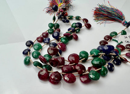 8-12mm Natural Emerald Sapphire Ruby Gemstone Beads TearDrop Briolette Shape Genuine Green Blue Red Gemstone Beads #4207
