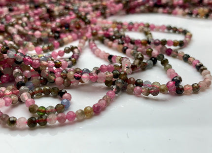 WHOLESALE 2.5-3 mm AAA Natural Color Tourmaline Micro Faceted Gemstone Beads Multi Color Faceted Round Shape Tourmaline Beads #2318