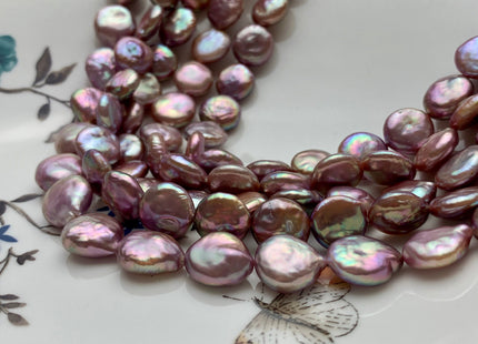 11-12 mm AAAA Natural Dark Mauve Purple Pink Thick Coin Freshwater Pearl Genuine High Luster Quality Freshwater Coin Pearl 33 Pieces #P1330