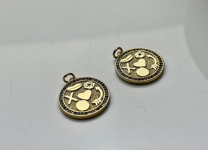 Heart Arrow X Circular Charms for Necklace, 18K Gold Filled Charm Enamel Colored Pendant With CZ, Lip Heart Charms, One Piece #CR0008