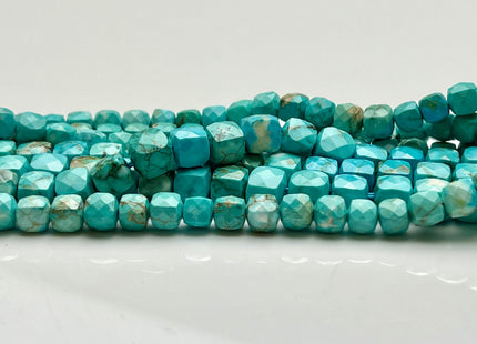 5mm 6mm Micro Faceted Cube Dice Square Shape Multi Blue Turquoise Blue Brown Color Gemstone Beads 15.5 Inches #4030