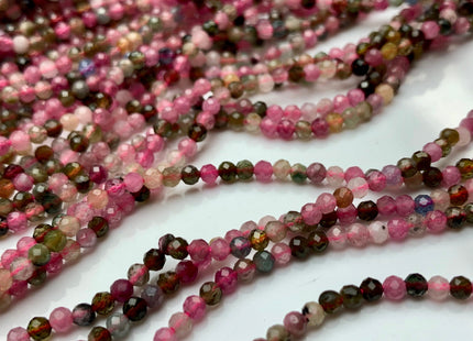 WHOLESALE 2.5-3 mm AAA Natural Color Tourmaline Micro Faceted Gemstone Beads Multi Color Faceted Round Shape Tourmaline Beads #2318