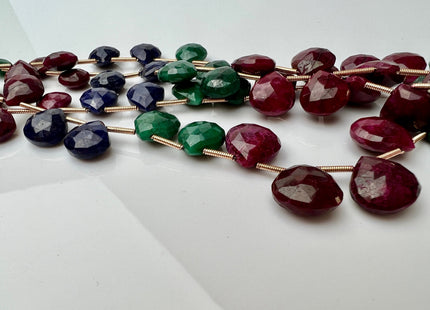 8-12mm Natural Emerald Sapphire Ruby Gemstone Beads TearDrop Briolette Shape Genuine Green Blue Red Gemstone Beads #4207